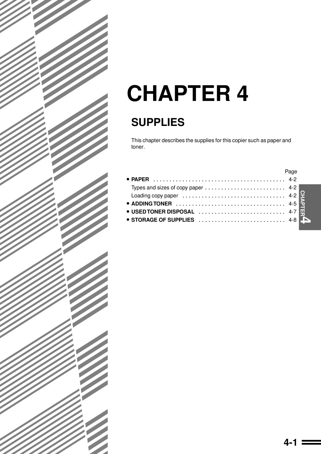 Sharp AR-287 manual Supplies, Chapter 