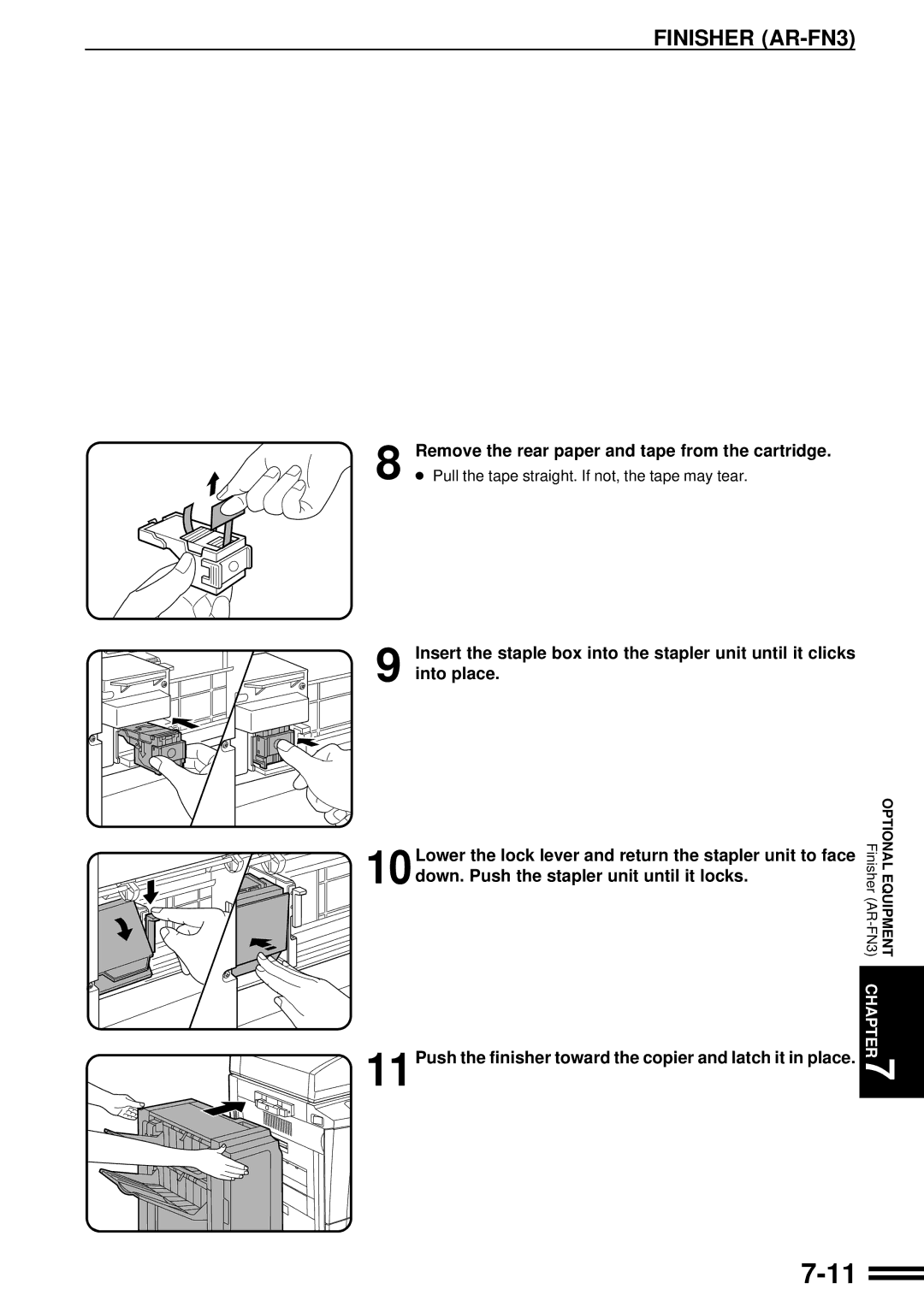 Sharp AR-507 operation manual Remove the rear paper and tape from the cartridge 