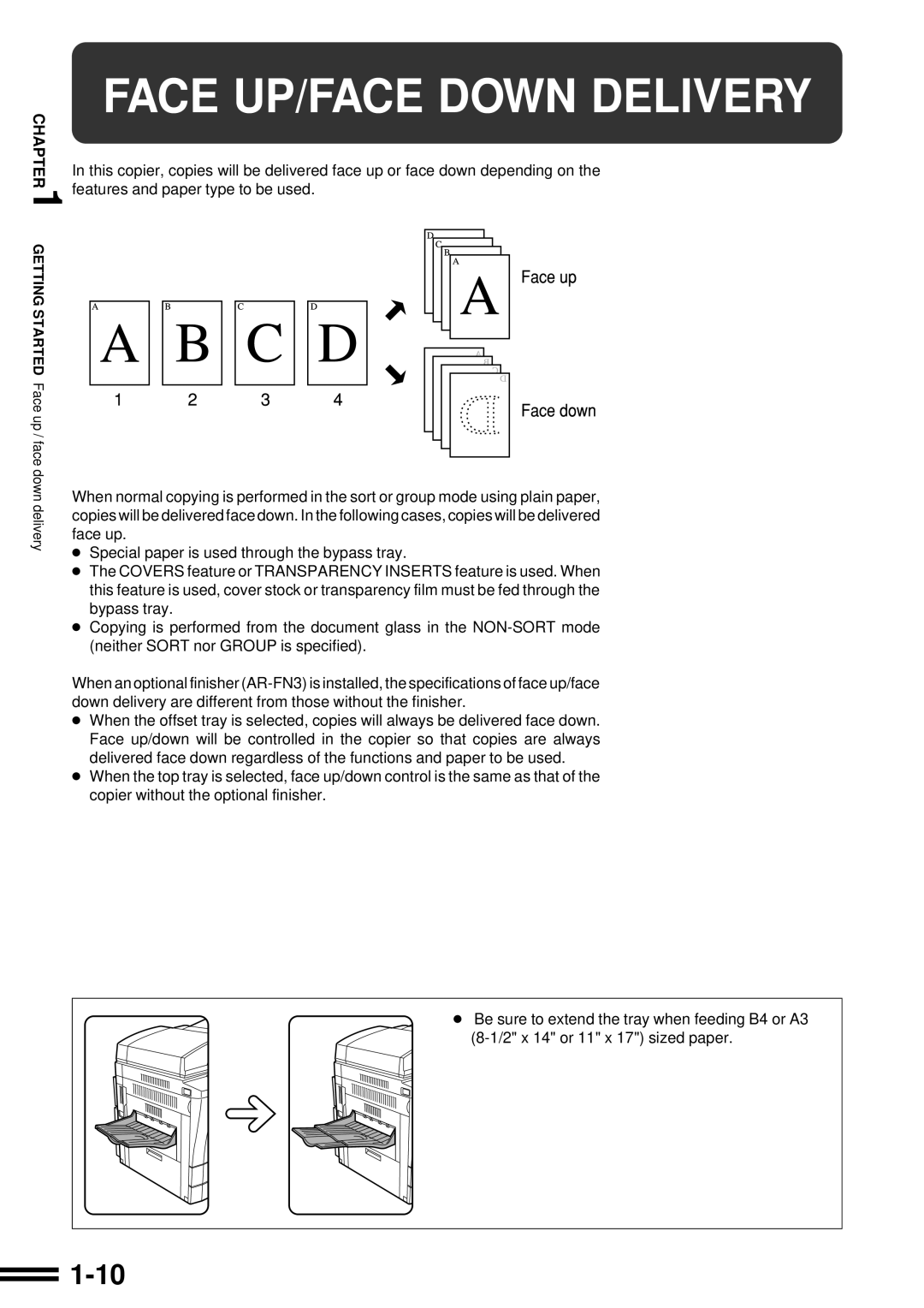 Sharp AR-507 operation manual Face UP/FACE Down Delivery 