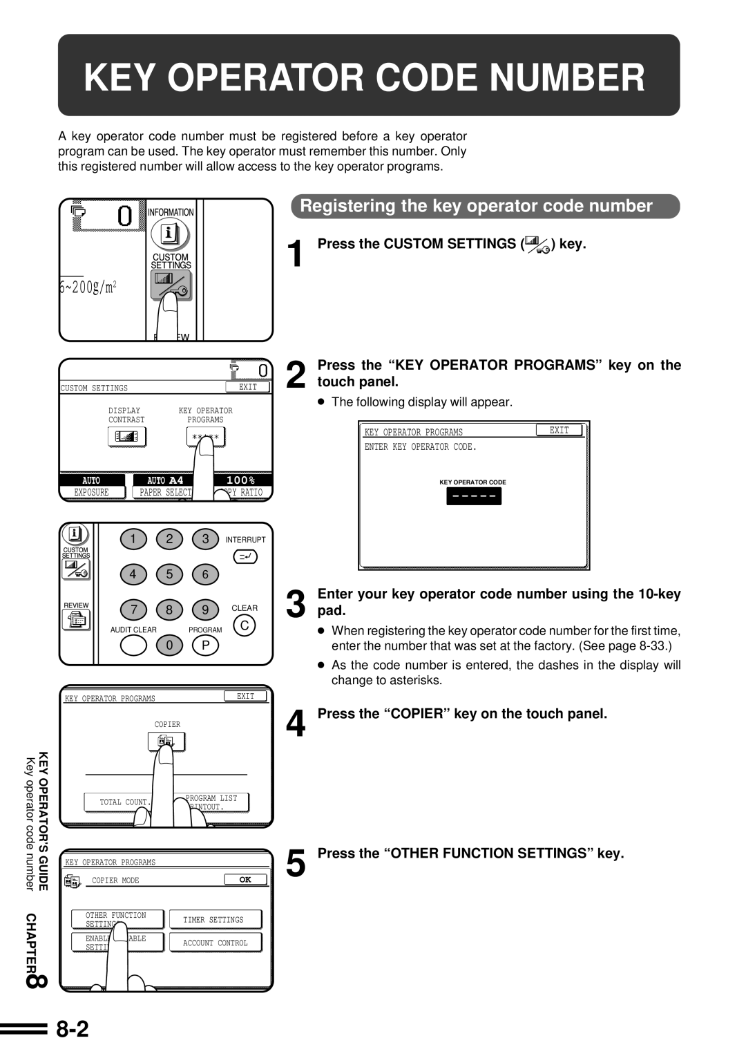 Sharp AR-507 operation manual KEY Operator Code Number, Registering the key operator code number 