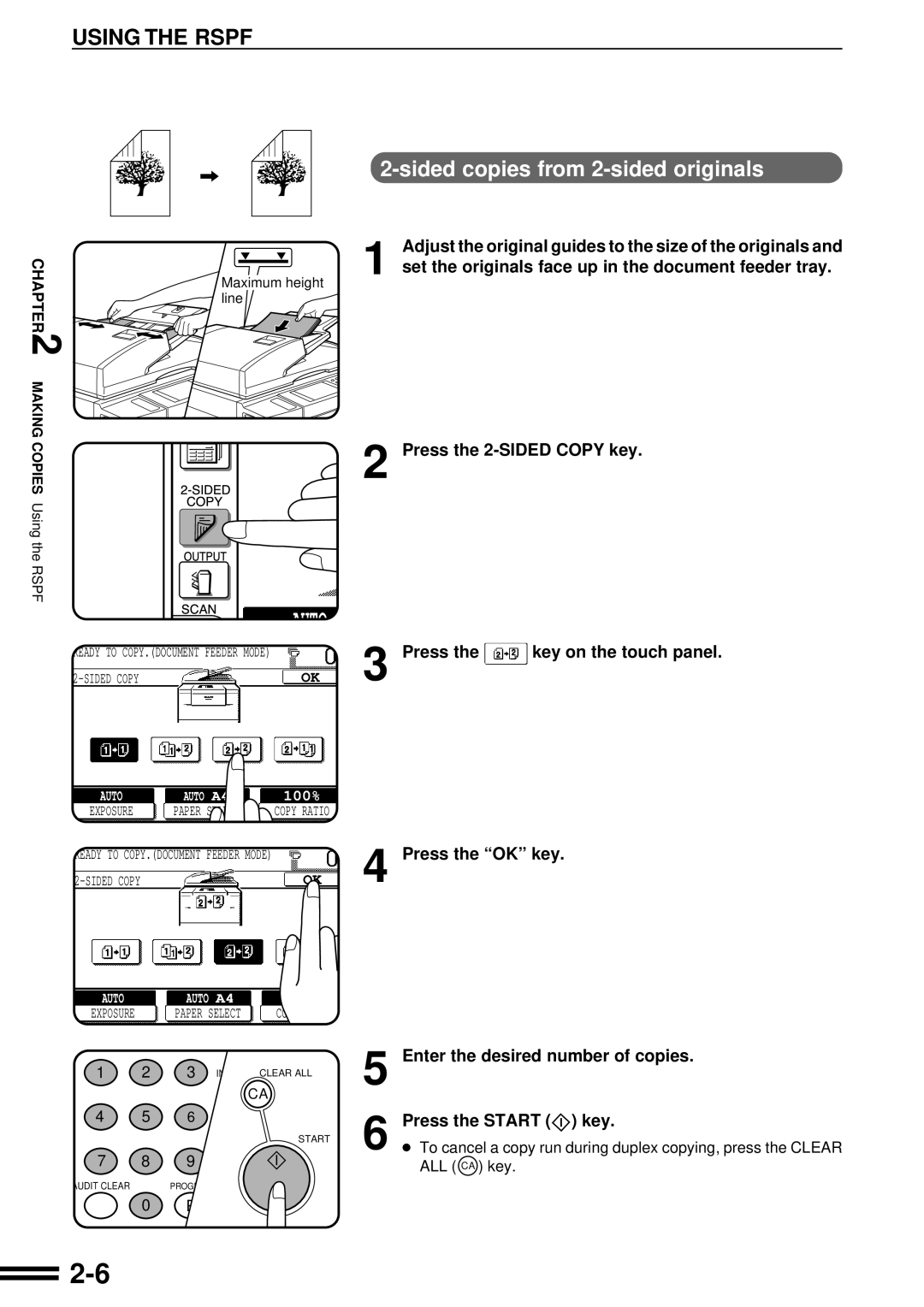 Sharp AR-507 operation manual Sided copies from 2-sided originals 