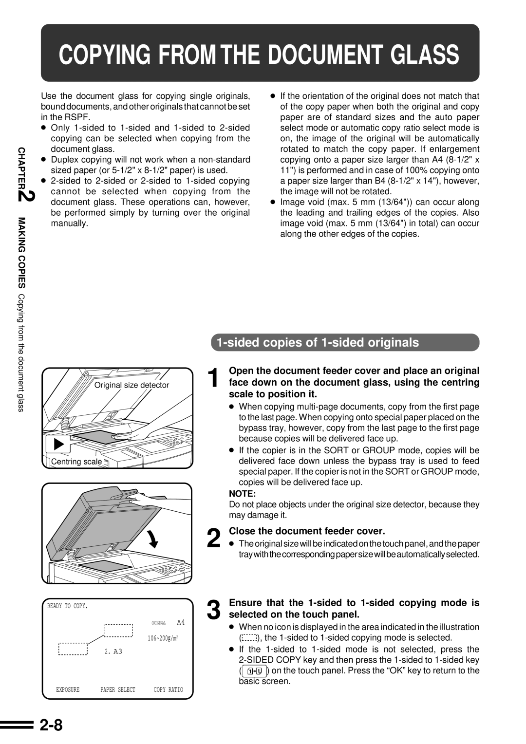 Sharp AR-507 operation manual Close the document feeder cover, Making Copies Copying from 