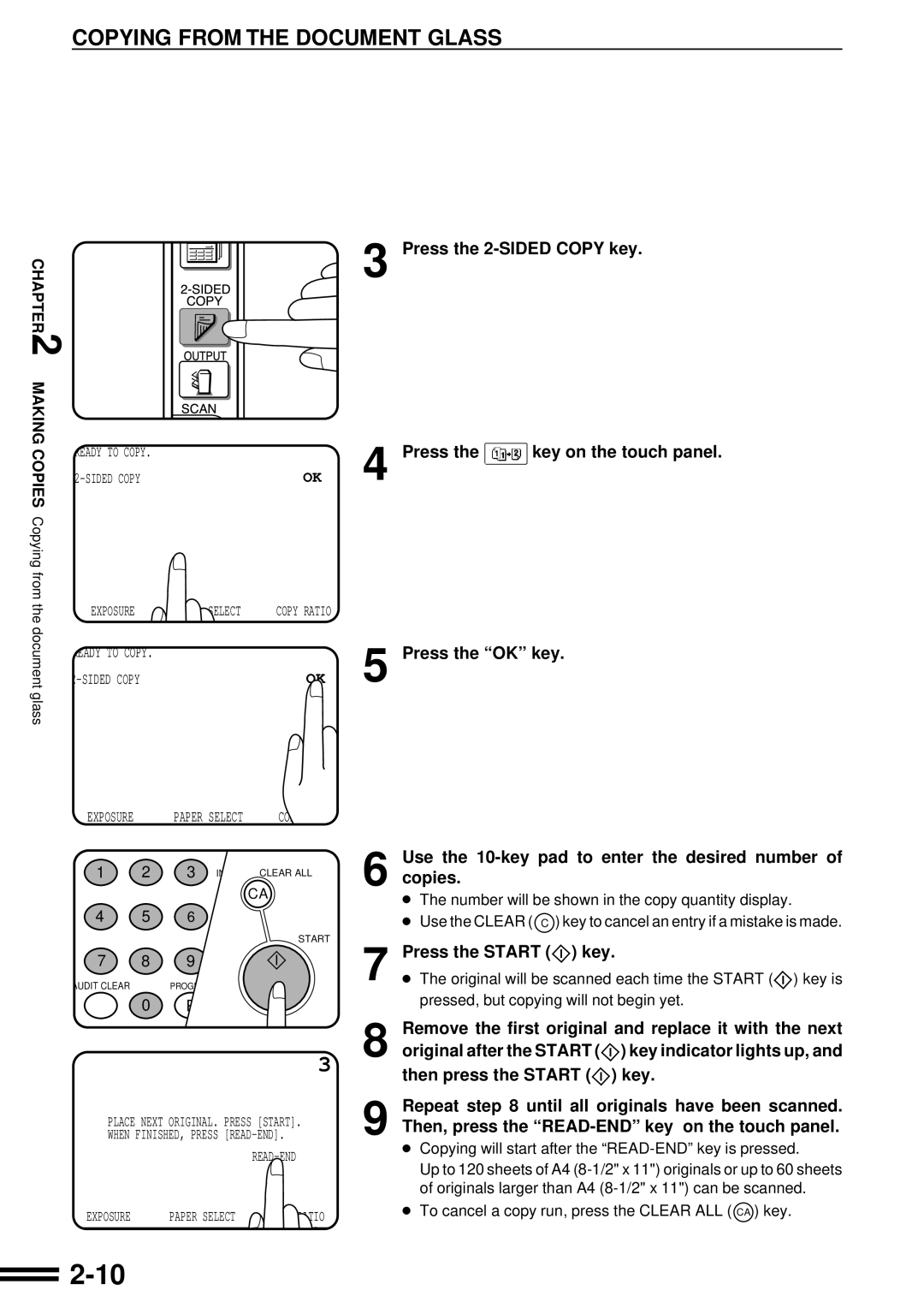 Sharp AR-507 operation manual Remove the first original and replace it with the next, Key indicator lights up 