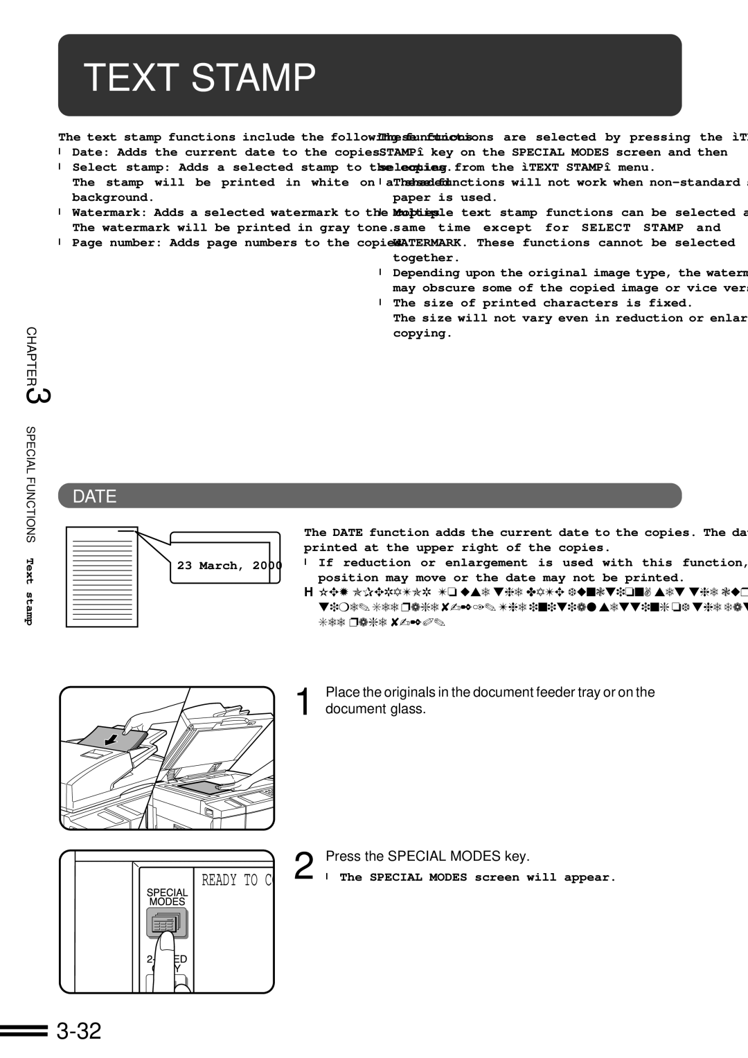 Sharp AR-507 operation manual Text Stamp, Date 