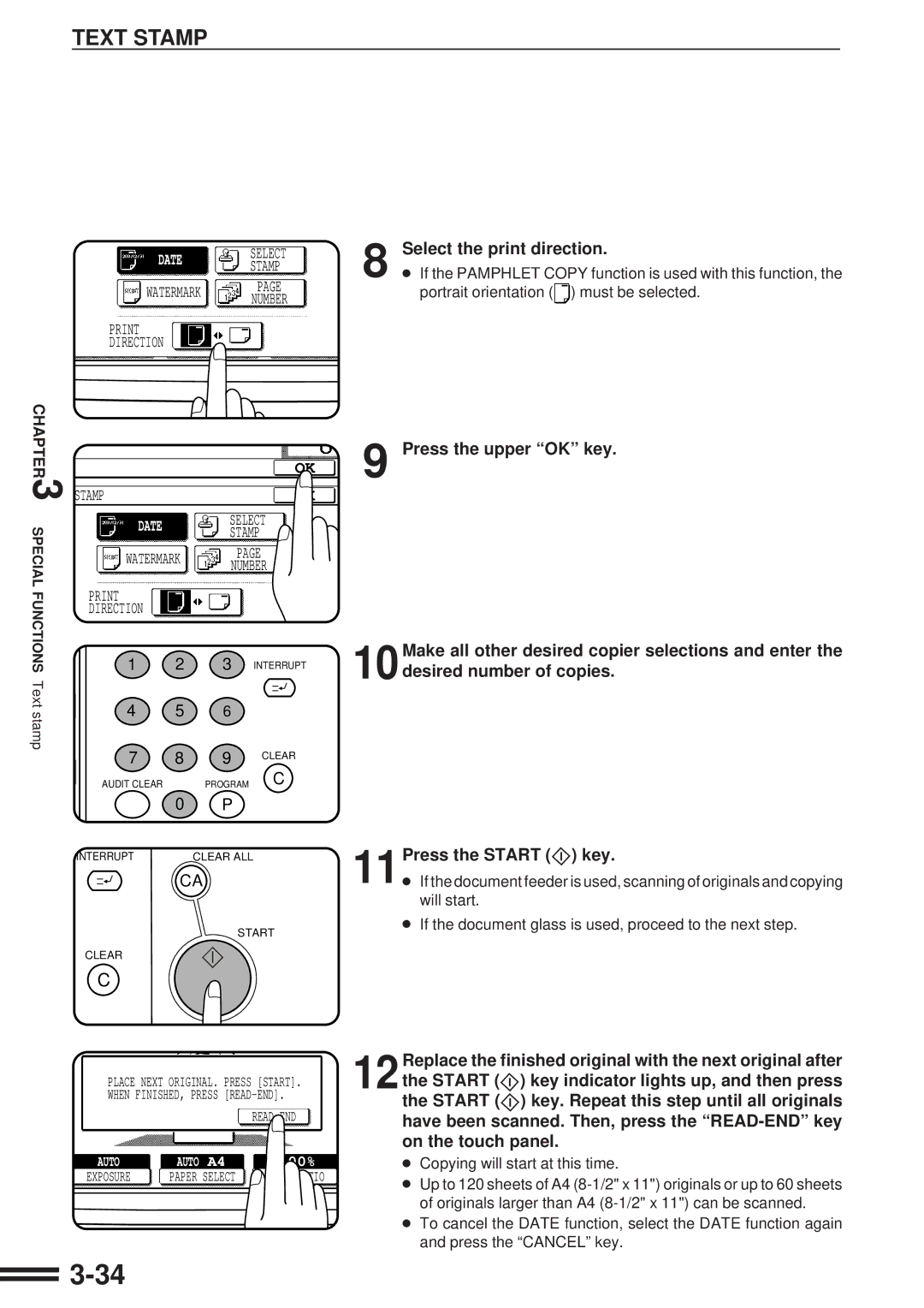 Sharp AR-507 operation manual Select the print direction, Press the upper OK key 