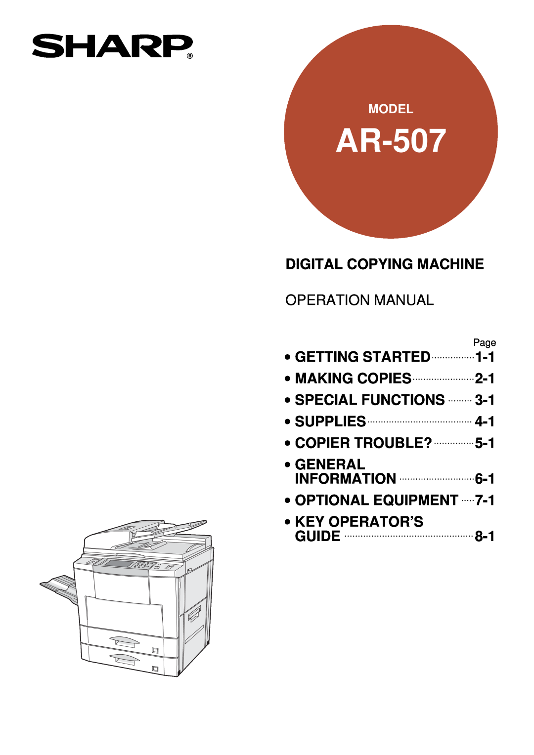 Sharp AR-507 operation manual 