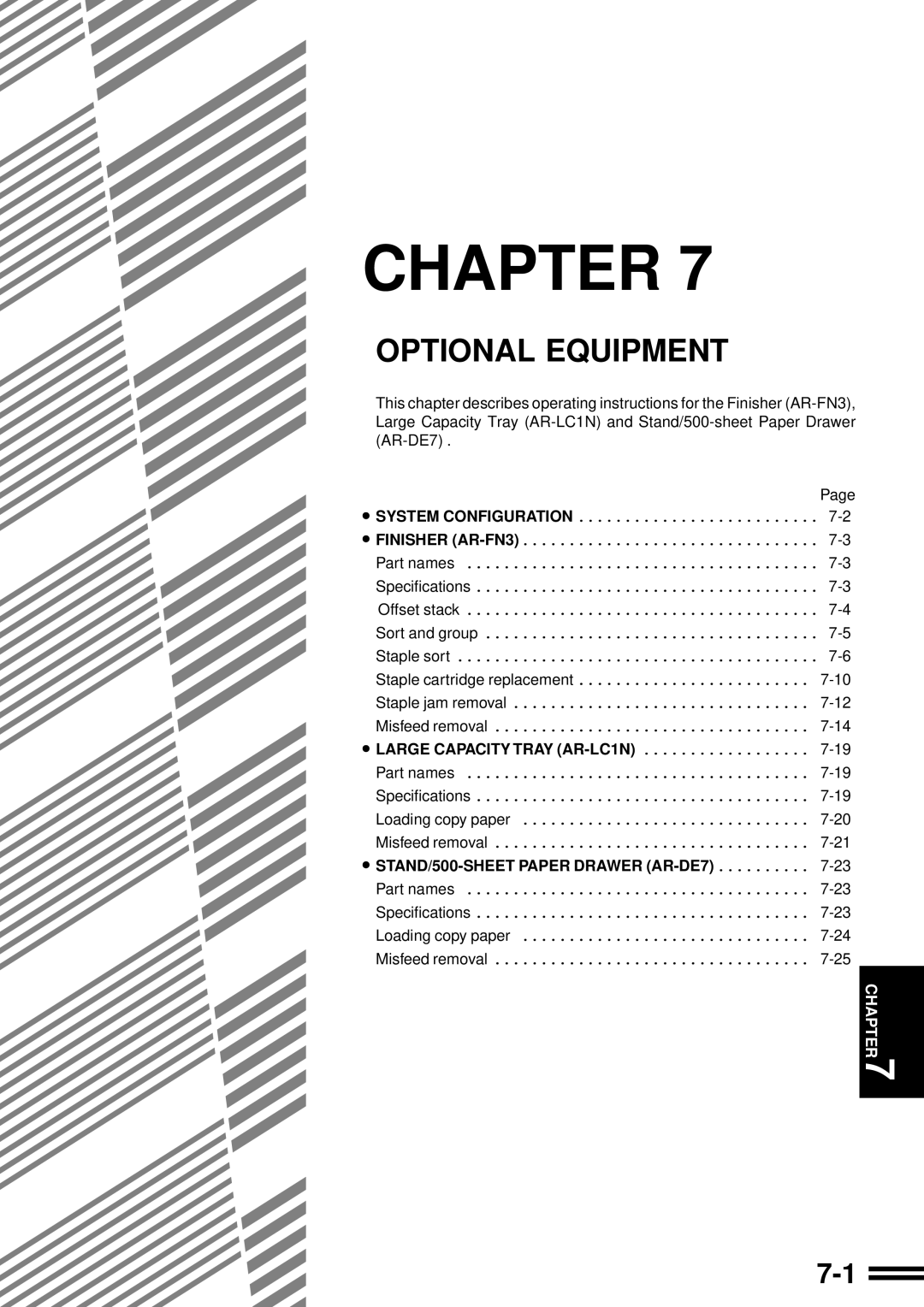 Sharp AR-507 Optional Equipment, Chapter, System Configuration, FINISHER AR-FN3, LARGE CAPACITY TRAY AR-LC1N 