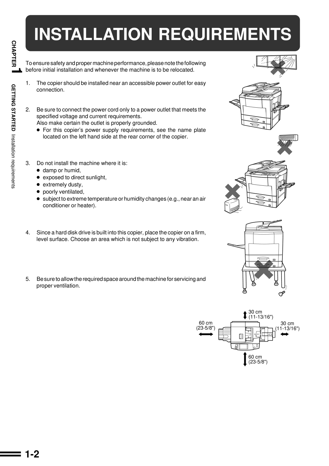 Sharp AR-507 operation manual Installation Requirements 