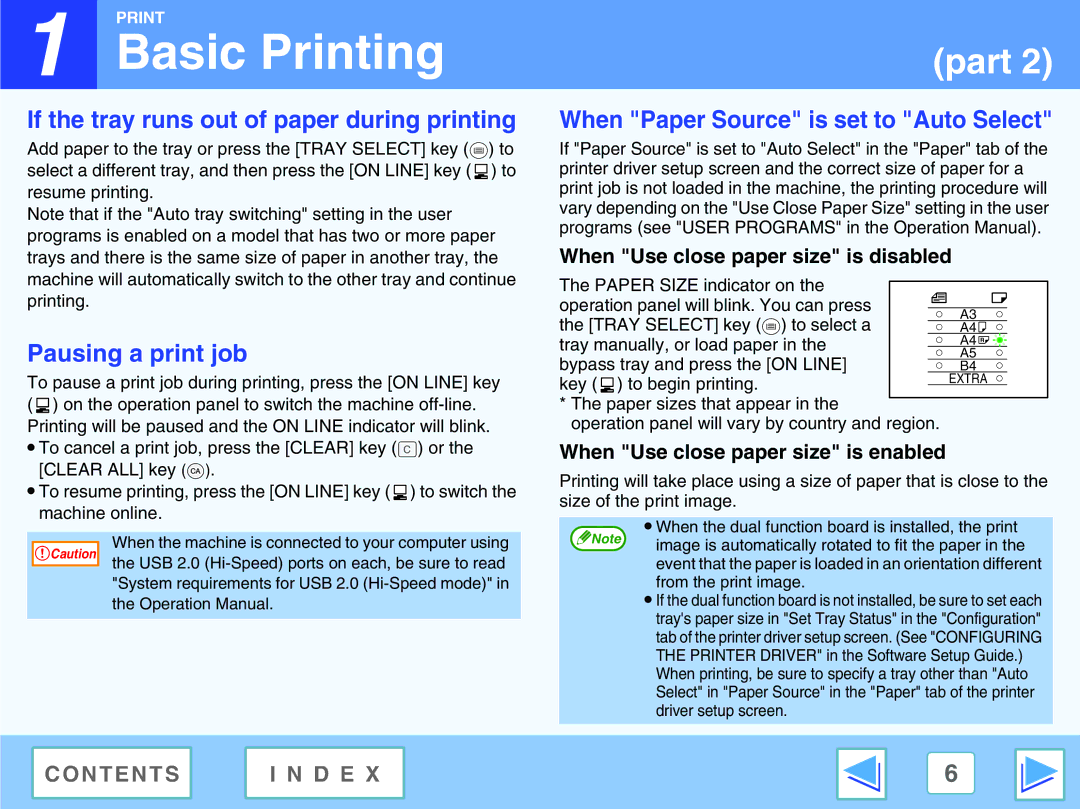 Sharp AR-5316E If the tray runs out of paper during printing, Pausing a print job, When Paper Source is set to Auto Select 