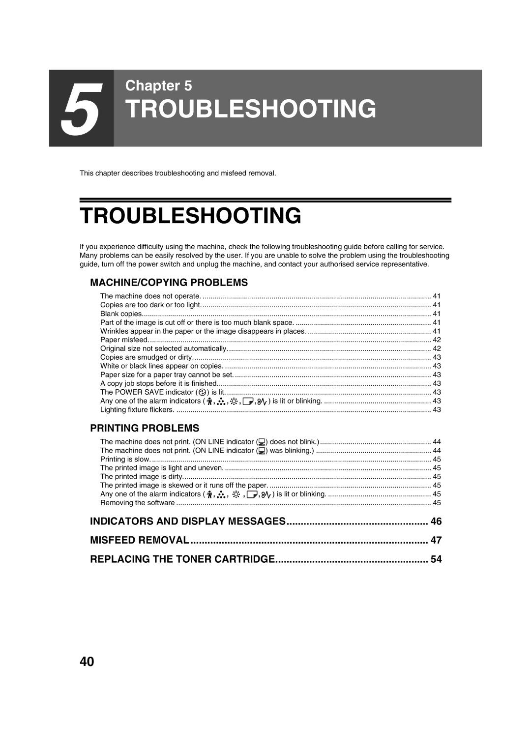 Sharp AR-5316 X, AR-5320 X operation manual Troubleshooting 