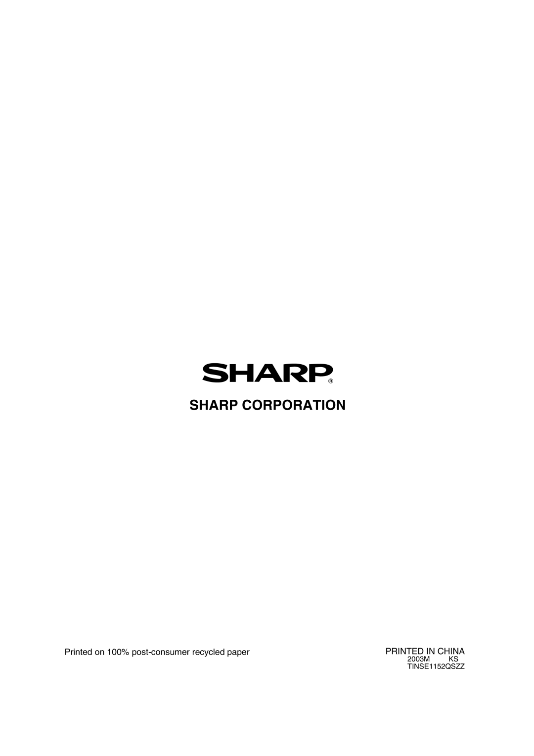 Sharp AR-5320 X, AR-5316 X operation manual Sharp Corporation 