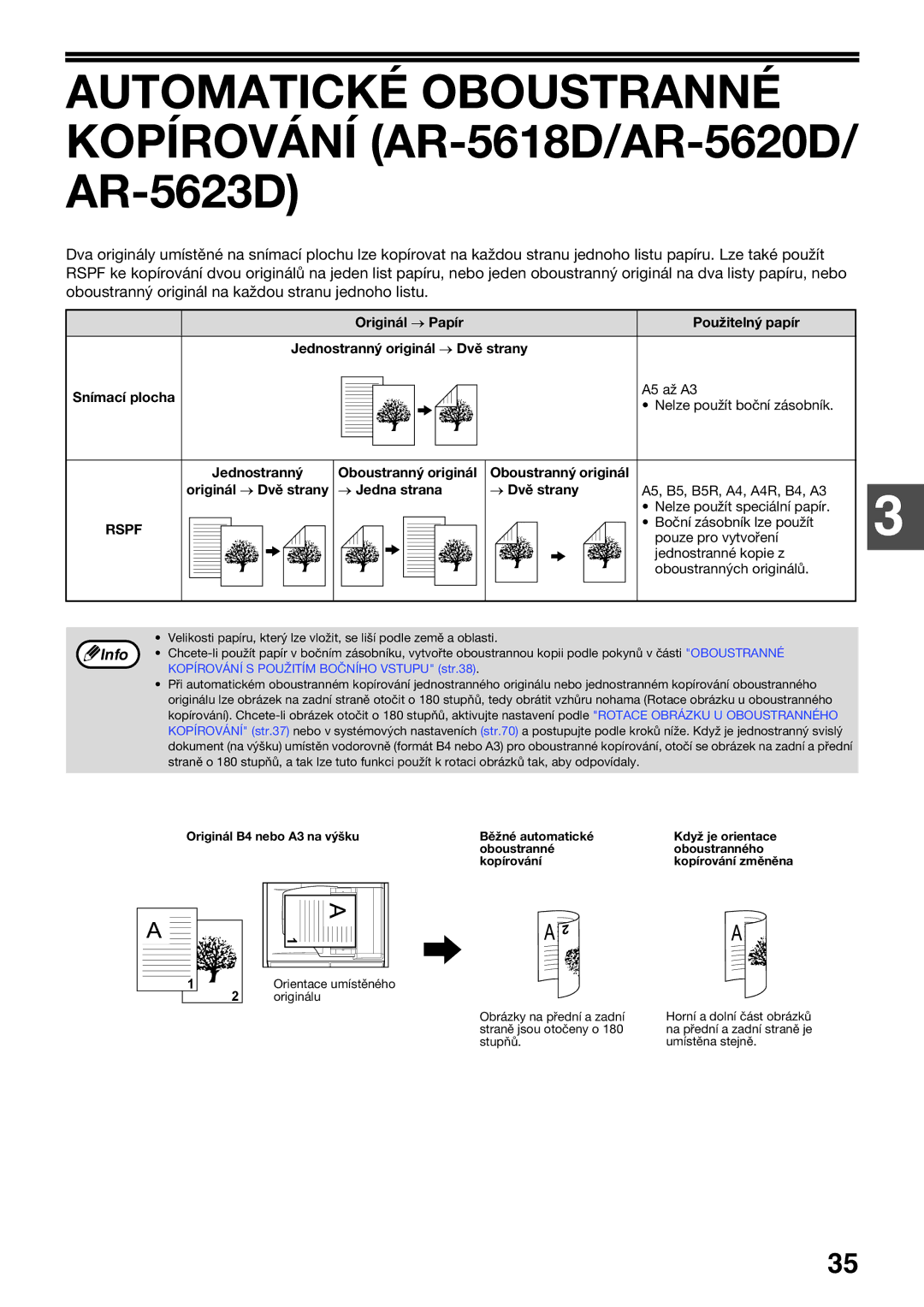 Sharp AR-5623, AR-5620D manual Boční zásobník lze použít, Pouze pro vytvoření, Jednostranné kopie z, Oboustranných originálů 