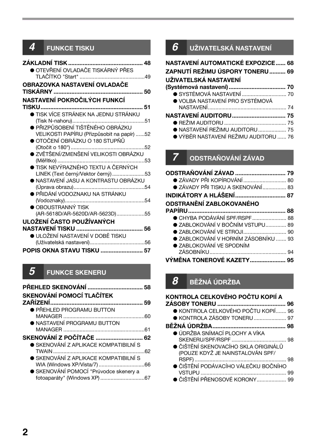 Sharp AR-5620D, AR-5623D, AR-5618D manual Systémová nastavení, Tlačítko Start, Uživatelská nastavení 