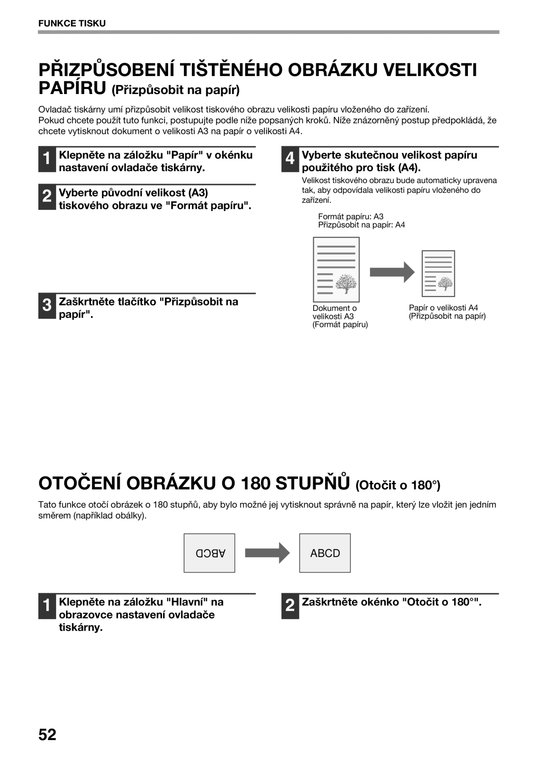 Sharp AR-5620D, AR-5623D, AR-5618 manual Přizpůsobení Tištěného Obrázku Velikosti, Otočení Obrázku O 180 Stupňů Otočit o 