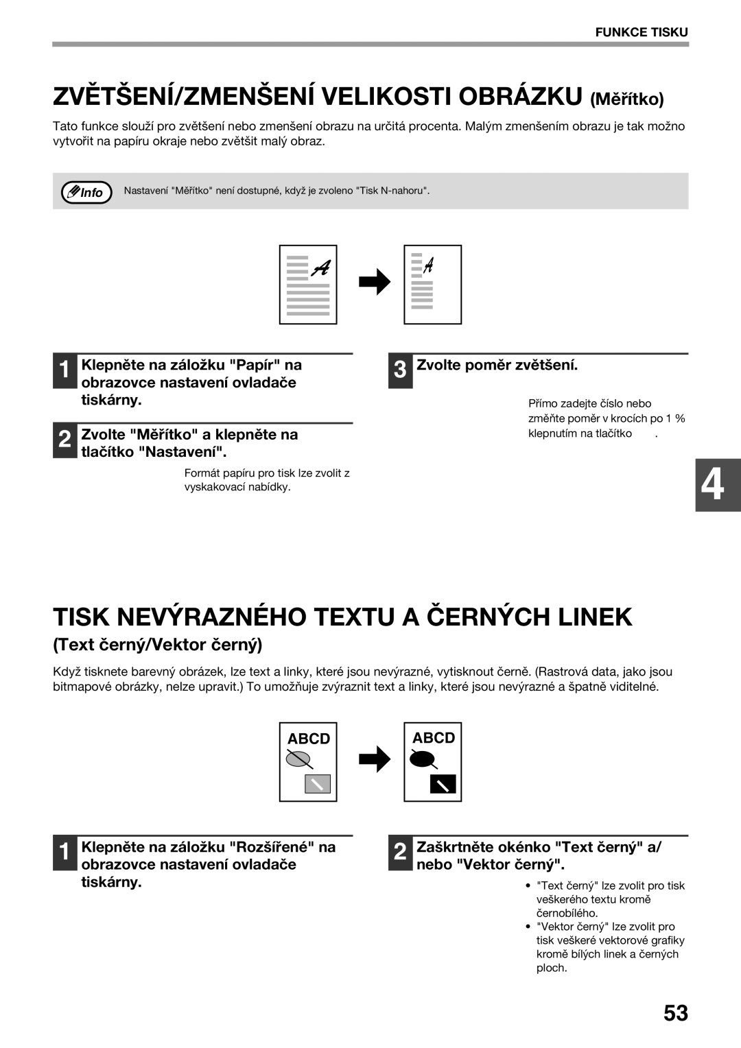 Sharp AR-5623 ZVĚTŠENÍ/ZMENŠENÍ Velikosti Obrázku Měřítko, Tisk Nevýrazného Textu a Černých Linek, Text černý/Vektor černý 