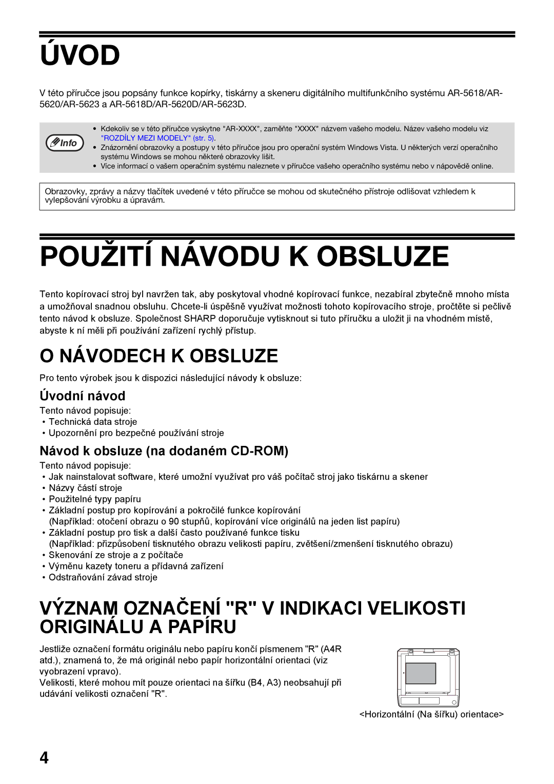 Sharp AR-5620D, AR-5623D, AR-5618D manual Úvod, Použití Návodu K Obsluze, Návodech K Obsluze 