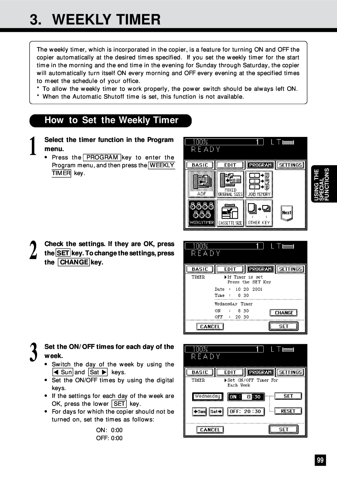 Sharp AR-650 operation manual How to Set the Weekly Timer, Select the timer function in the Program, menu 