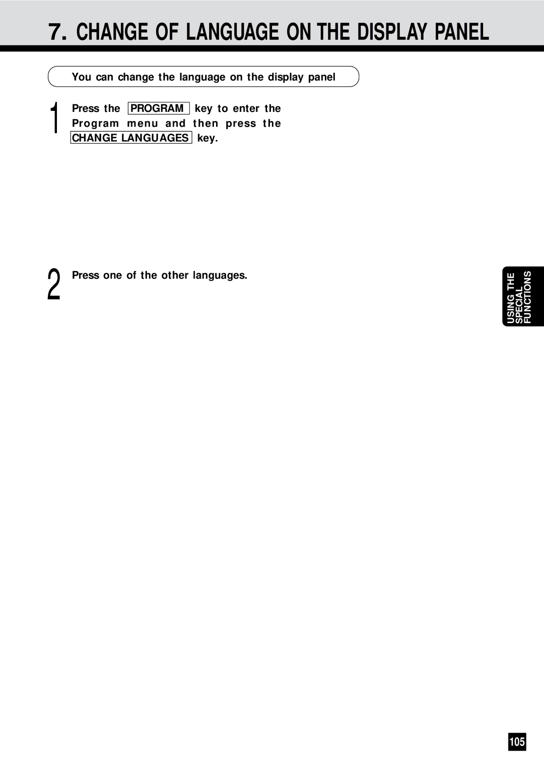 Sharp AR-650 operation manual Change of Language on the Display Panel, 105 