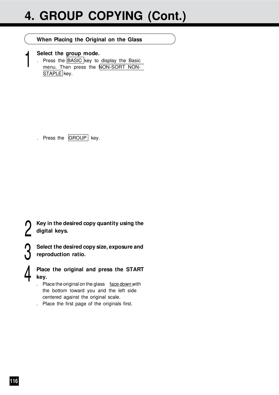 Sharp AR-650 operation manual Group Copying, 116 