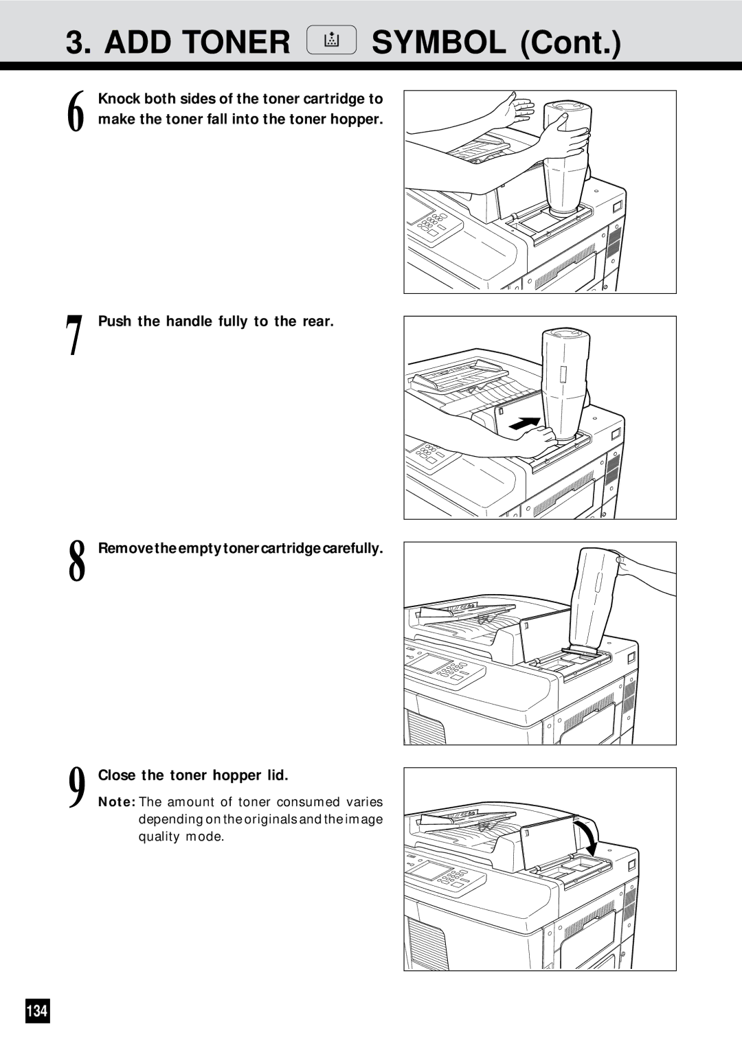 Sharp AR-650 operation manual ADD Toner Symbol, 134 