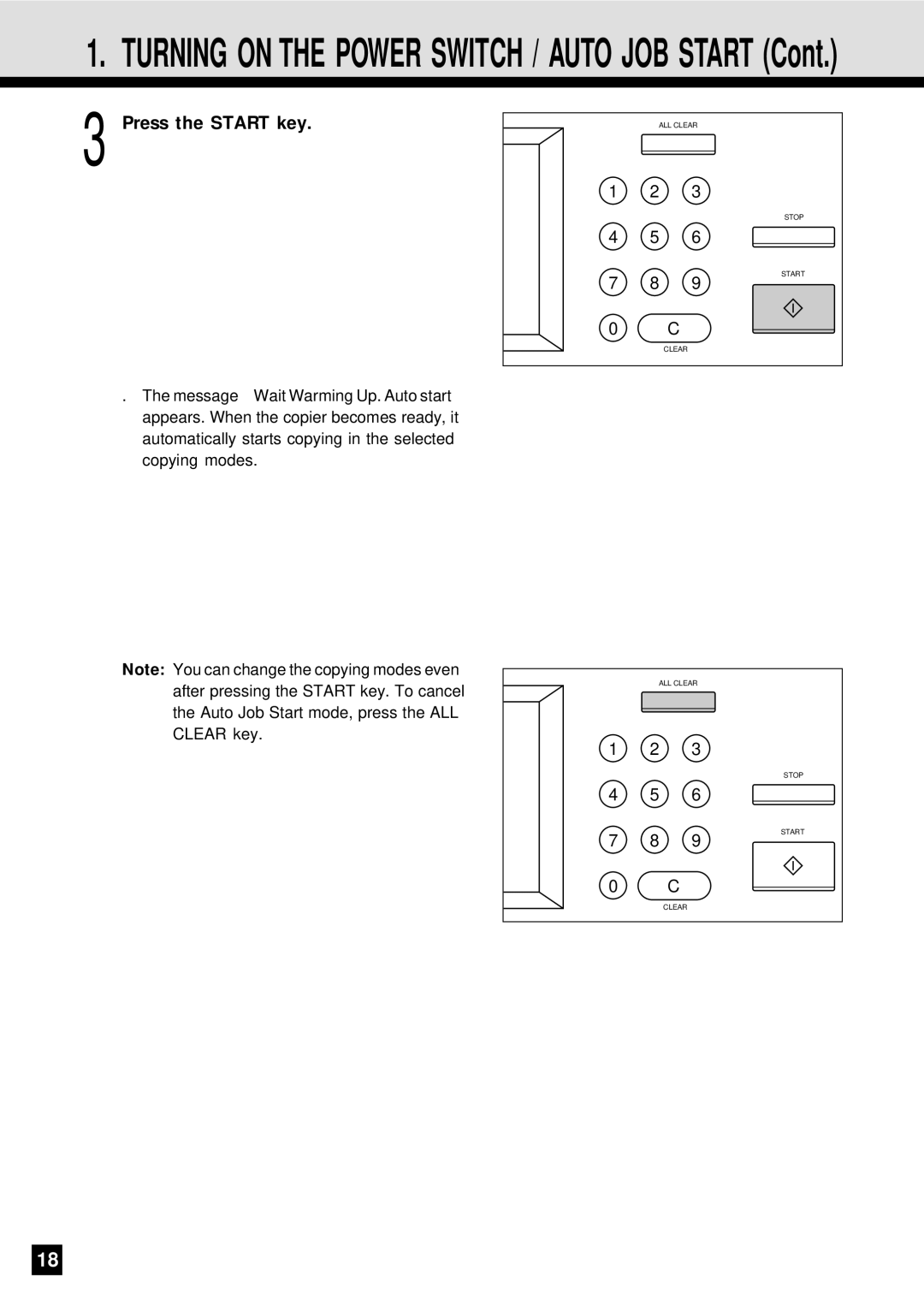 Sharp AR-650 operation manual Turning on the Power Switch / Auto JOB Start, Press the Start key 