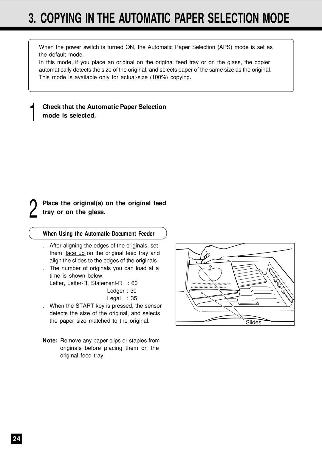 Sharp AR-650 Mode is selected, Check that the Automatic Paper Selection, When Using the Automatic Document Feeder 