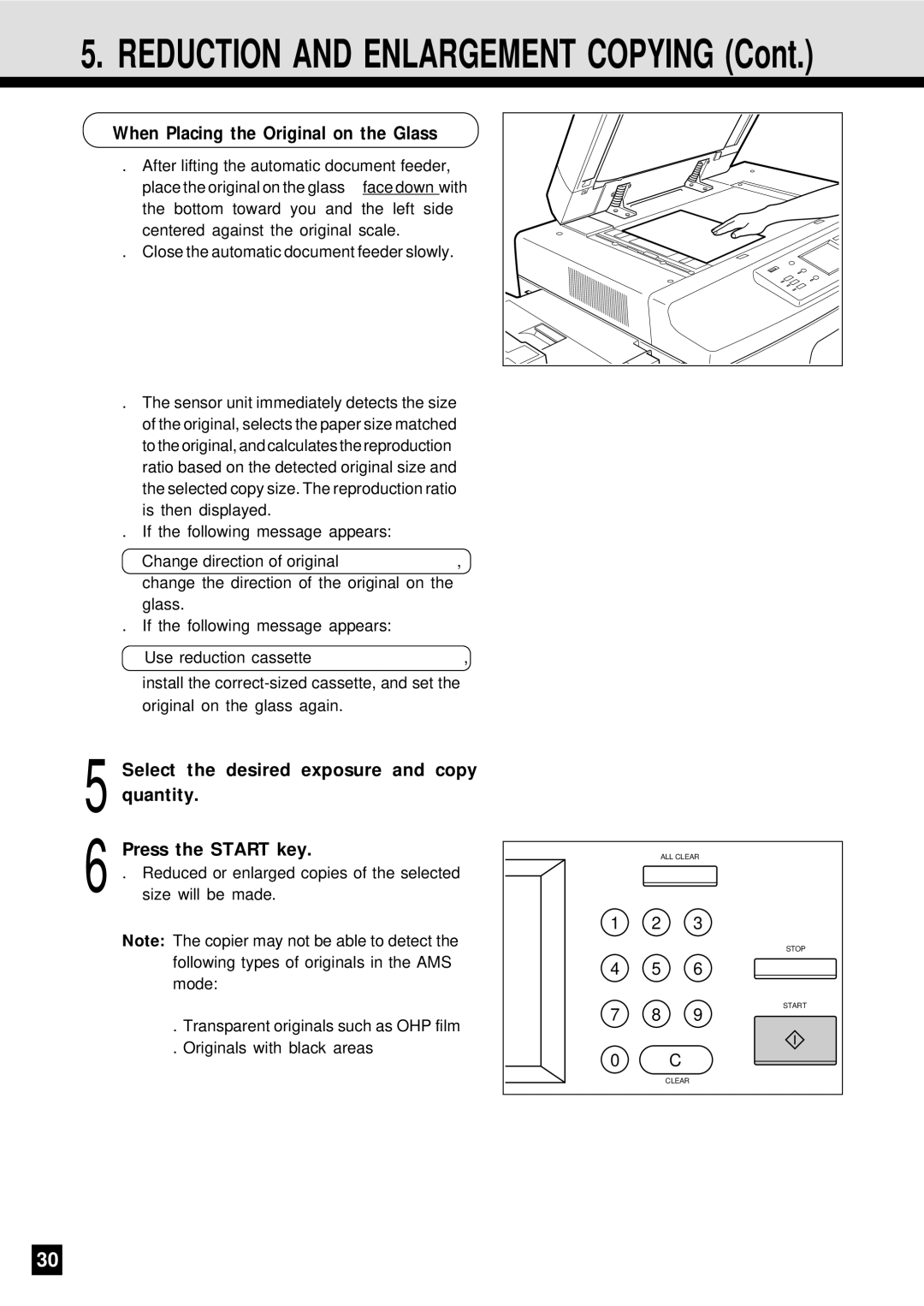 Sharp AR-650 operation manual Reduction and Enlargement Copying 