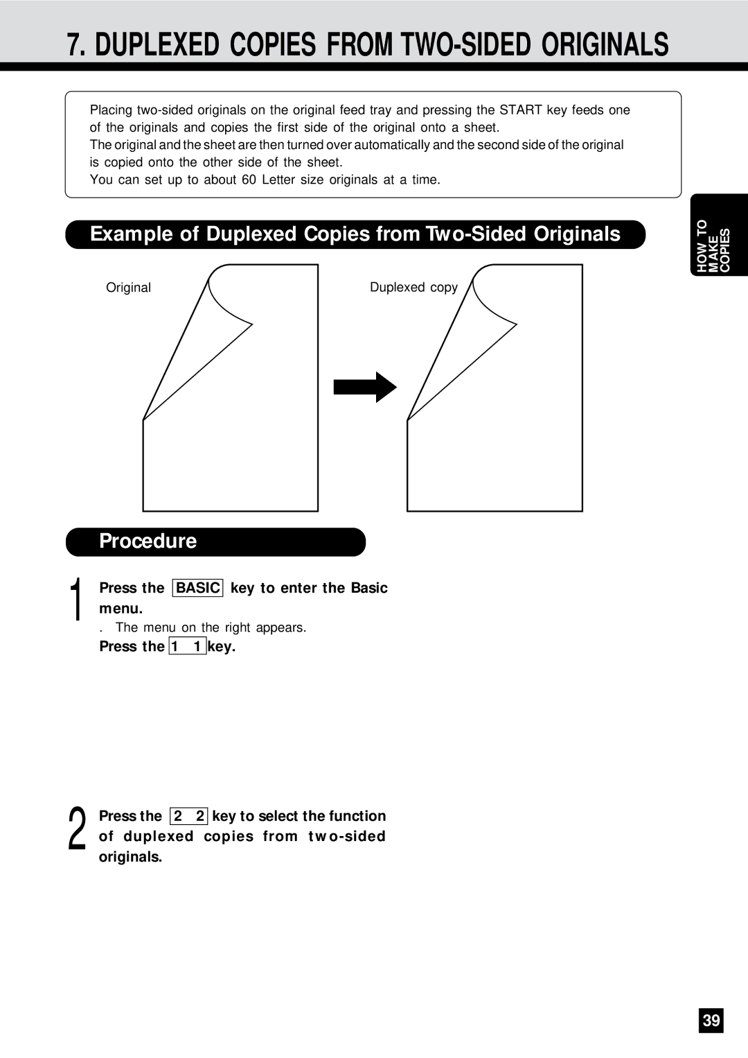 Sharp AR-650 operation manual Example of Duplexed Copies from Two-Sided Originals, Procedure 