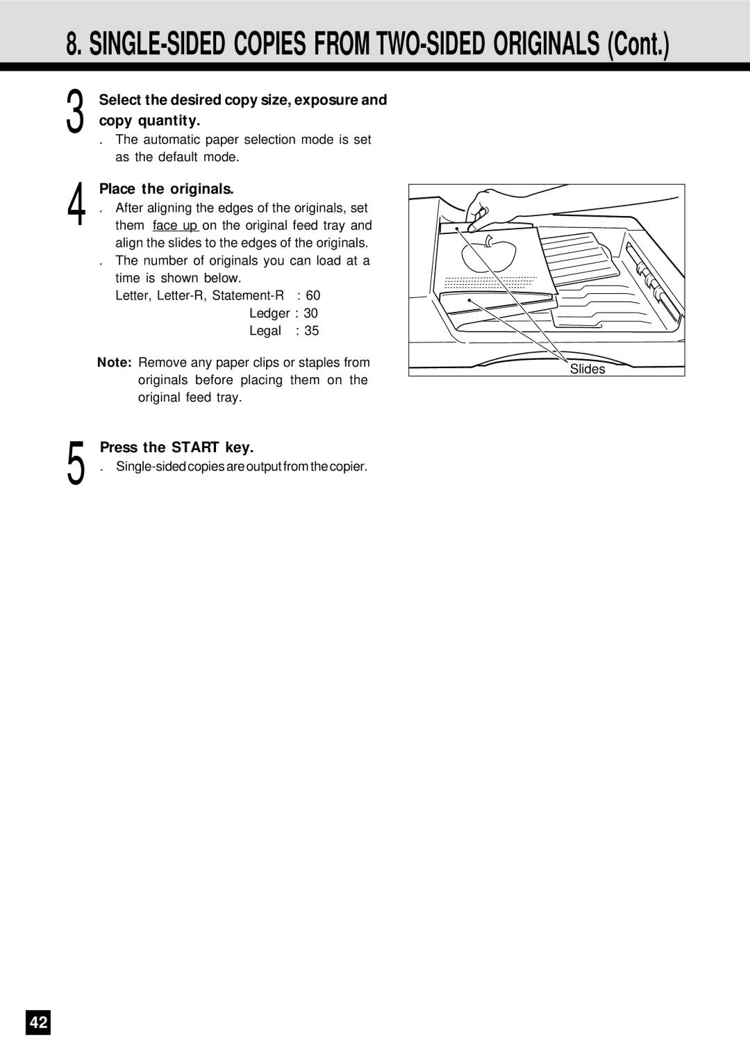 Sharp AR-650 operation manual Copy quantity, Select the desired copy size, exposure 