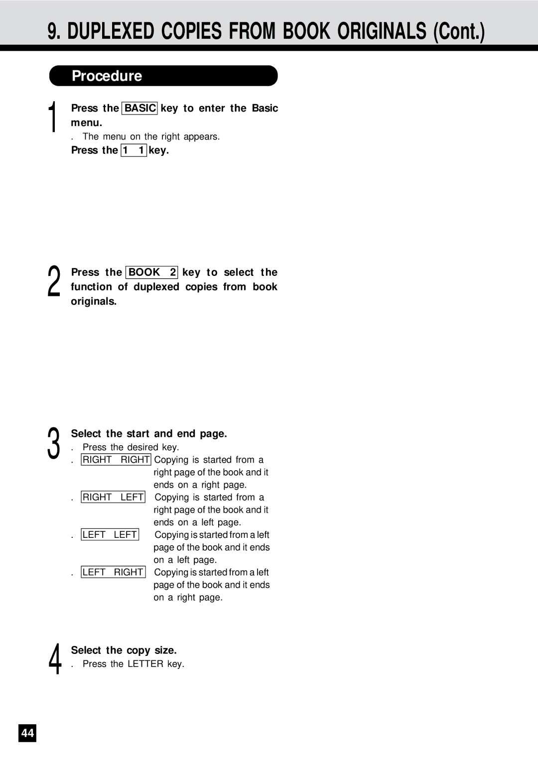 Sharp AR-650 operation manual Duplexed Copies from Book Originals 