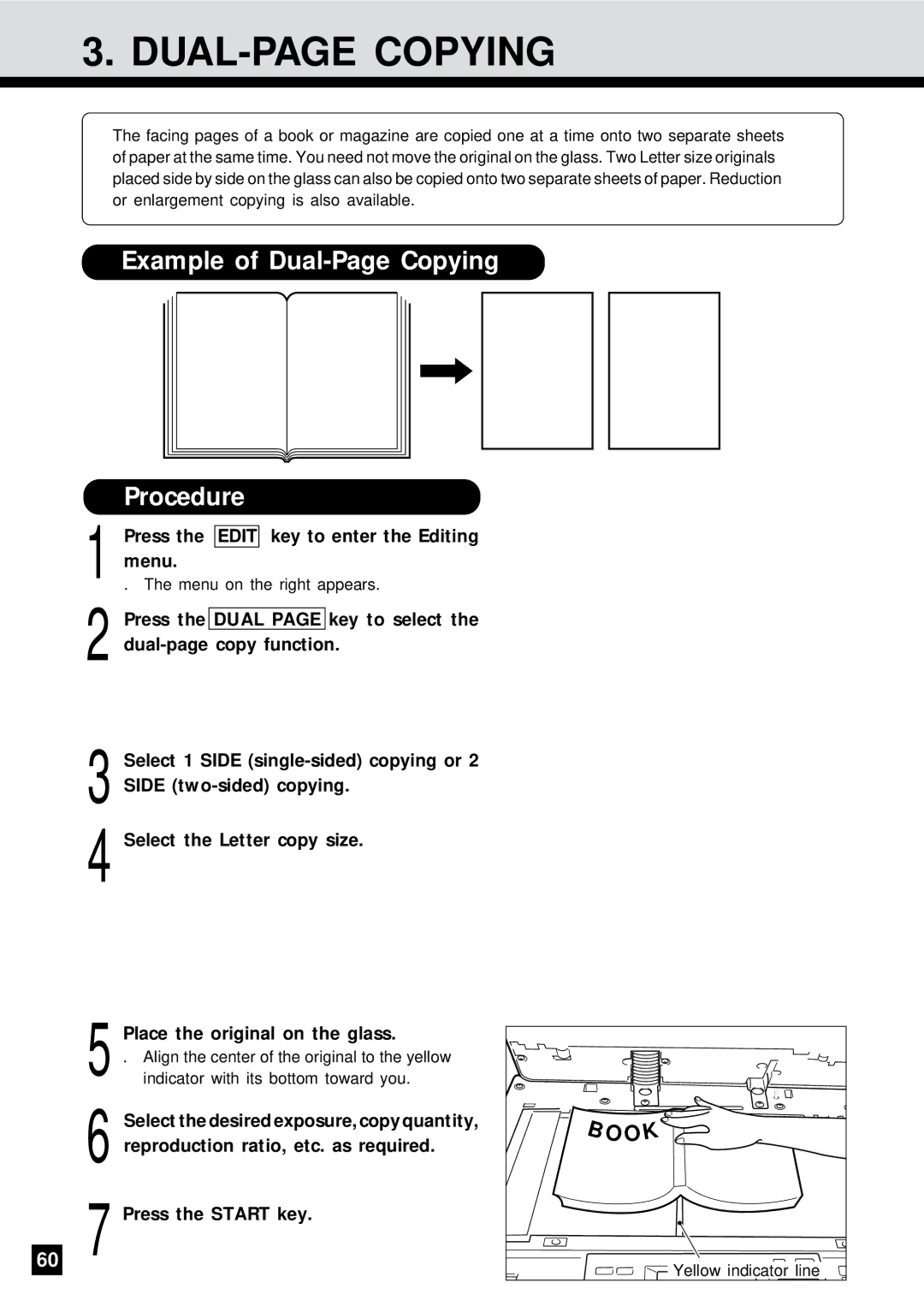 Sharp AR-650 operation manual DUAL-PAGE Copying, Example of Dual-Page Copying Procedure 