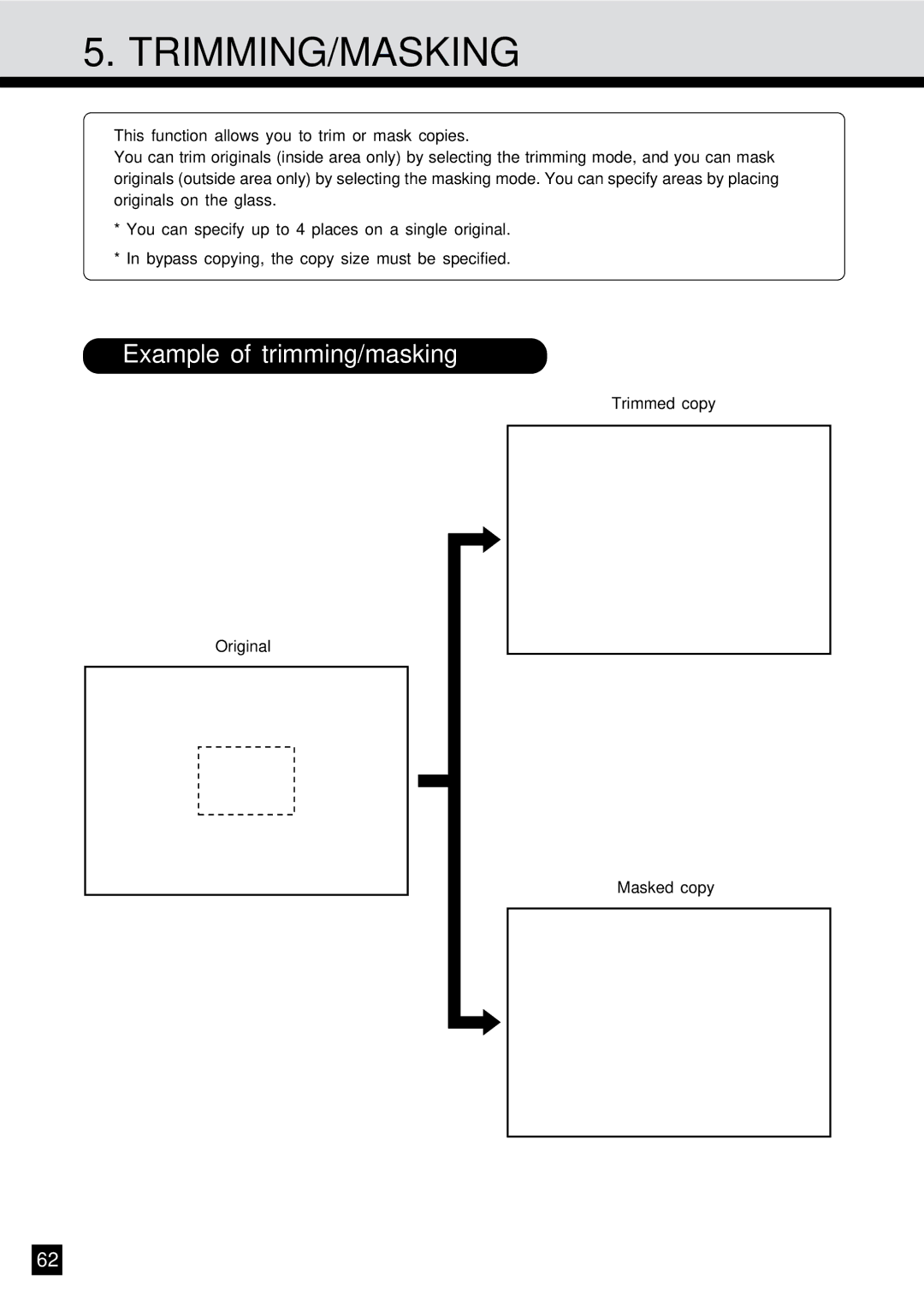 Sharp AR-650 operation manual Trimming/Masking, Example of trimming/masking 