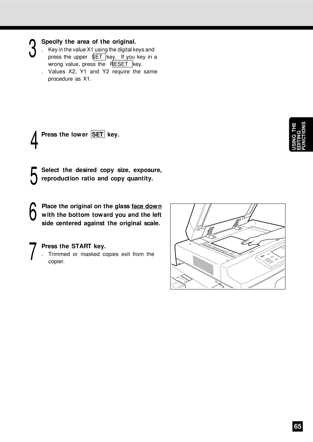 Sharp AR-650 operation manual Specify the area of the original 