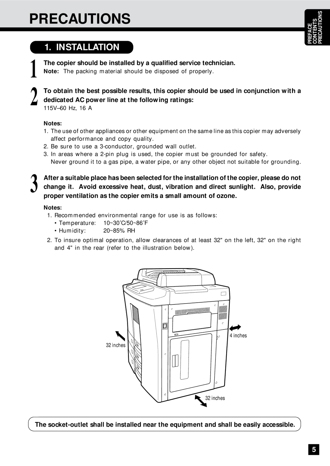 Sharp AR-650 operation manual Precautions, Installation 