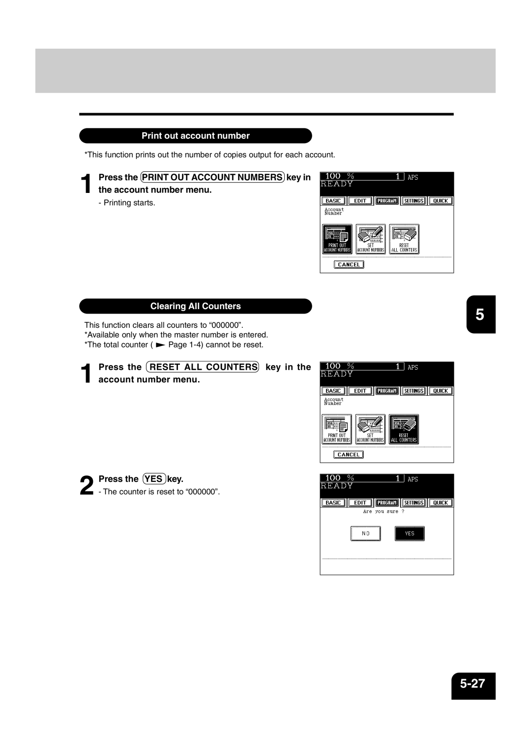 Sharp AR-810, AR-651 operation manual Print out account number 