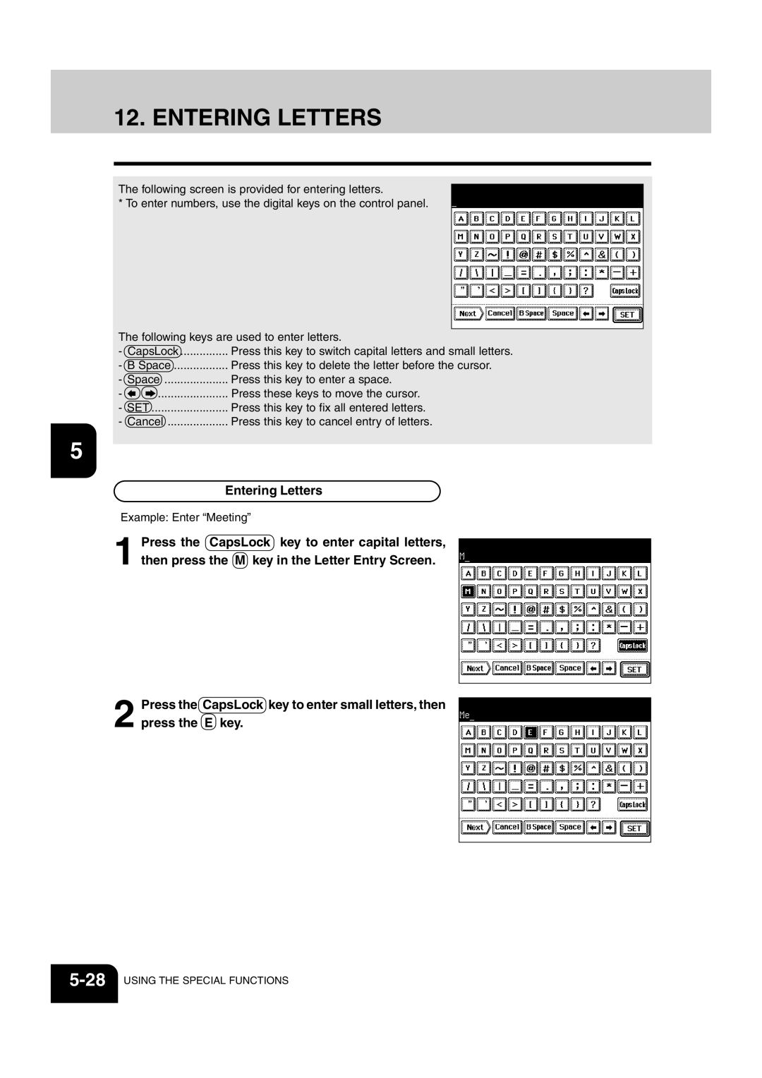 Sharp AR-651, AR-810 operation manual Entering Letters 