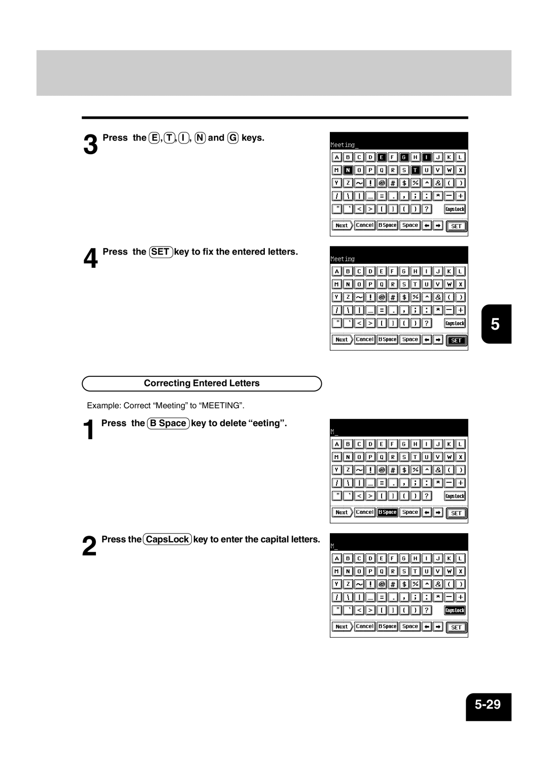 Sharp AR-810, AR-651 operation manual Example Correct Meeting to Meeting 