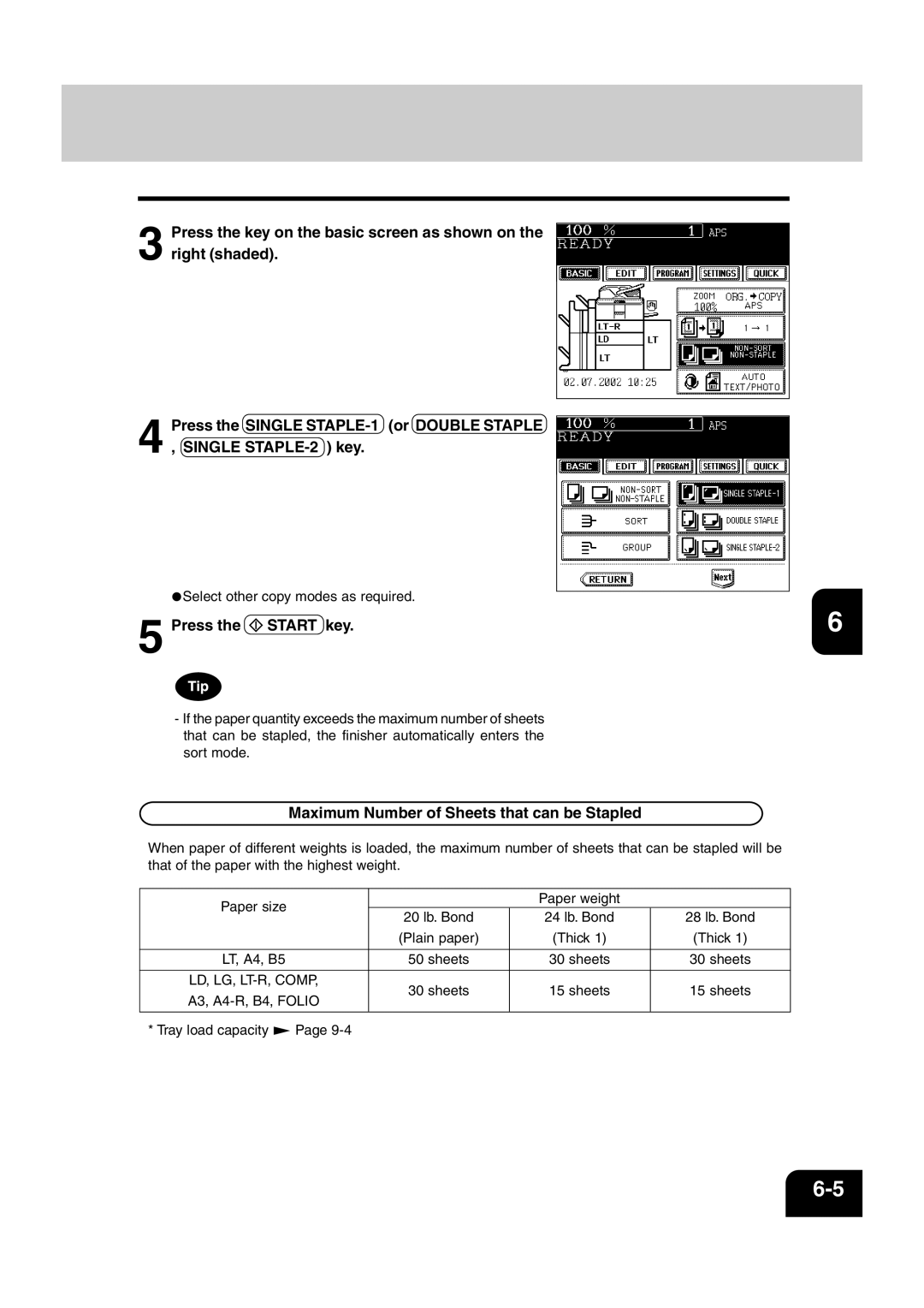 Sharp AR-810, AR-651 operation manual Maximum Number of Sheets that can be Stapled 