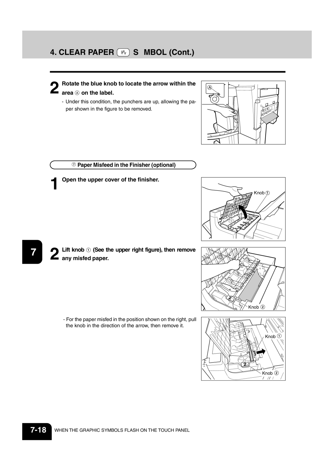 Sharp AR-651, AR-810 operation manual 18WHEN the Graphic Symbols Flash on the Touch Panel 