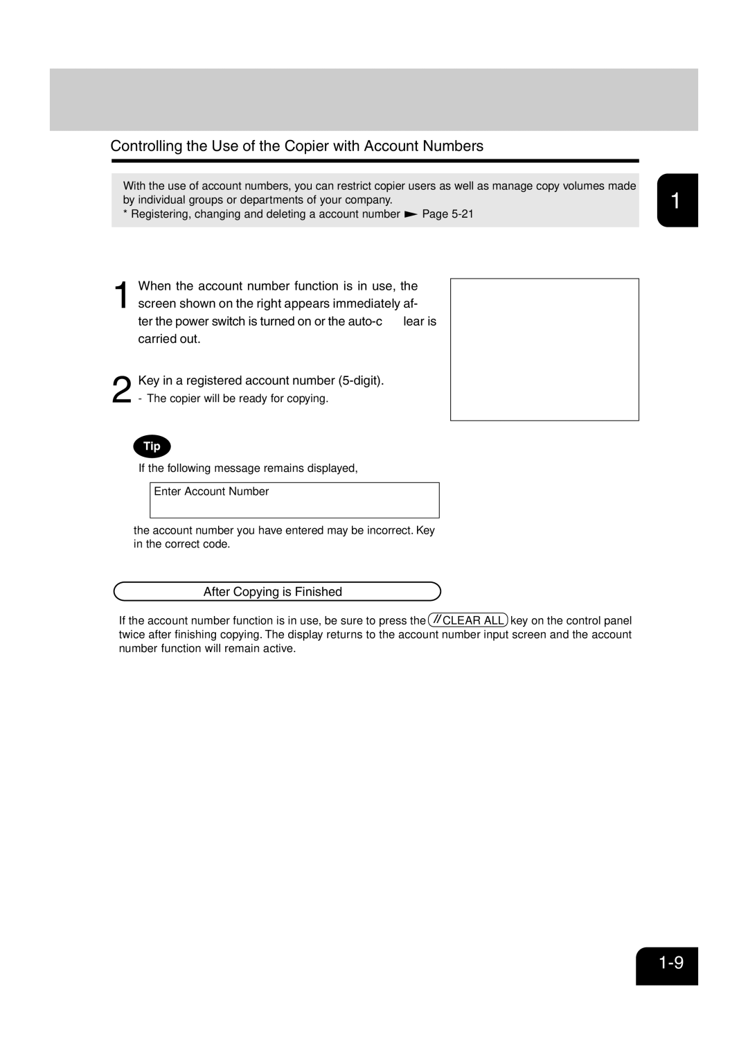 Sharp AR-810, AR-651 operation manual Controlling the Use of the Copier with Account Numbers, After Copying is Finished 