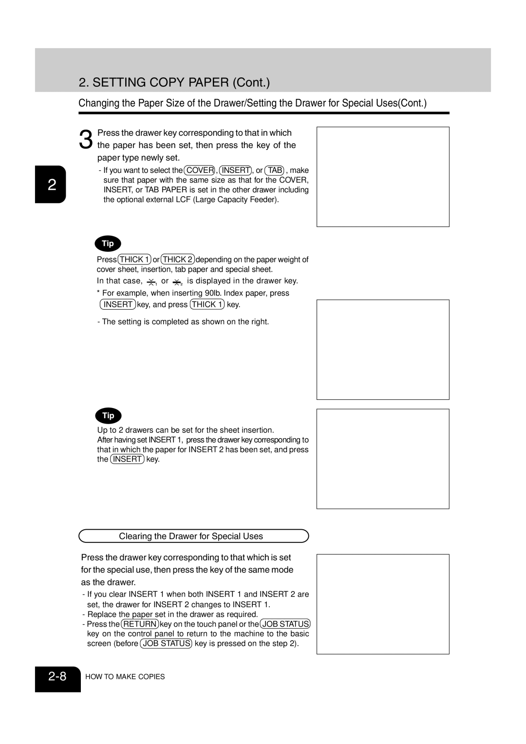 Sharp AR-651, AR-810 operation manual If you want to select the Cover , Insert , or TAB , make 