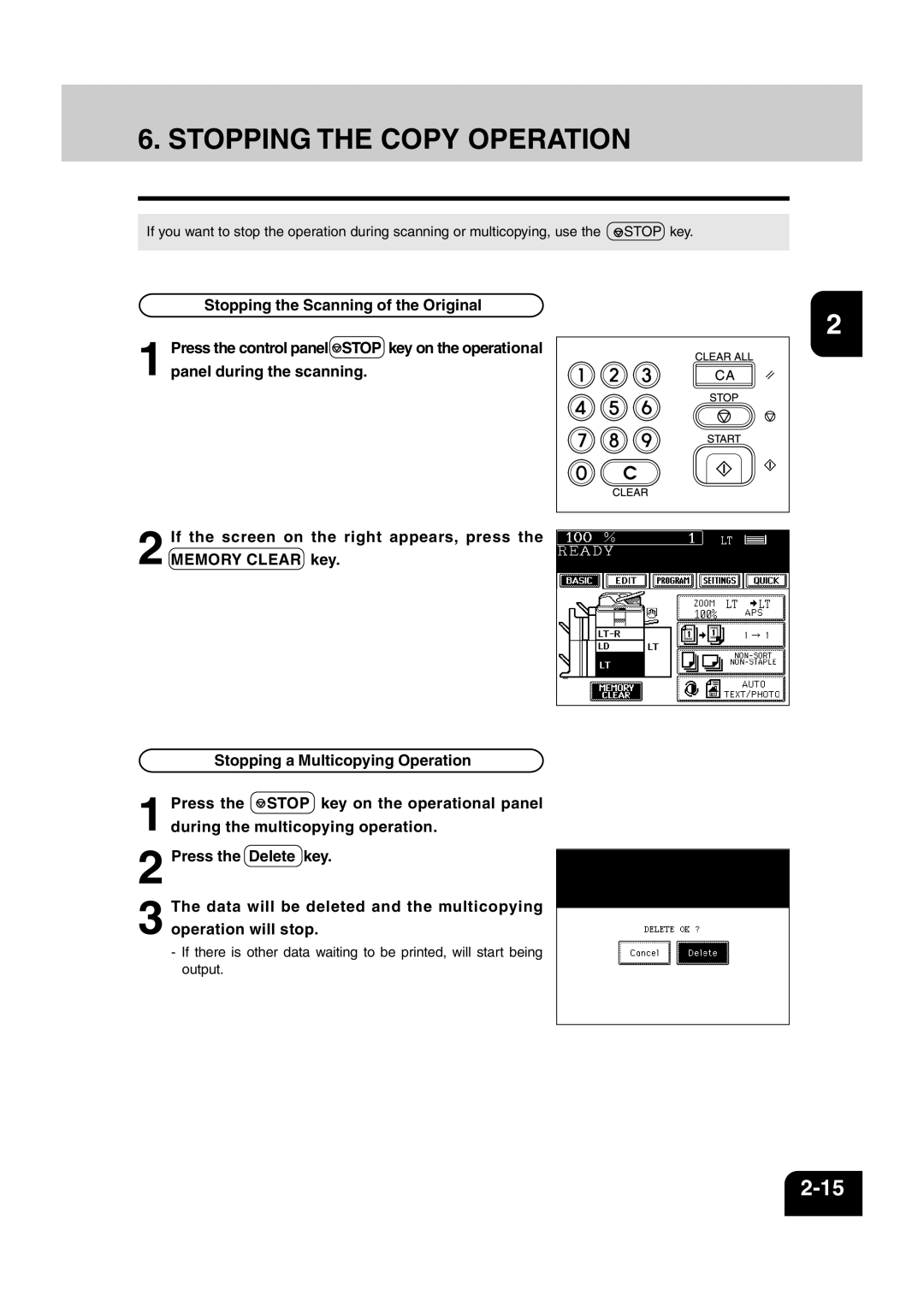 Sharp AR-810, AR-651 operation manual Stopping the Copy Operation 