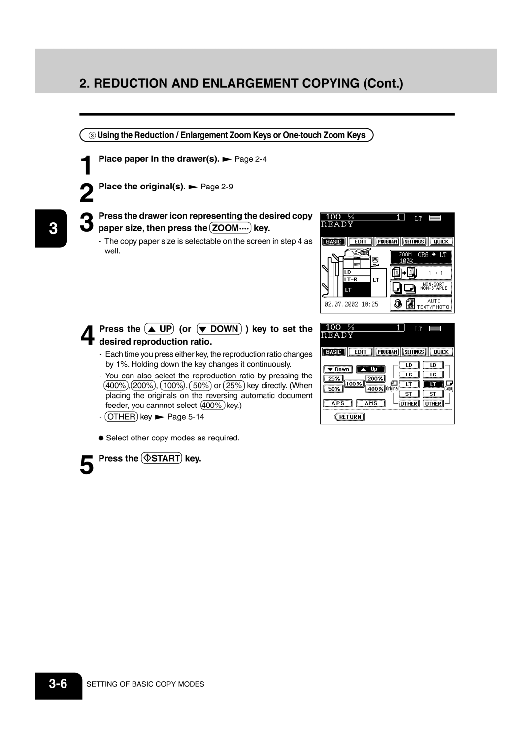 Sharp AR-651, AR-810 operation manual Reduction and Enlargement Copying, Paper size, then press the ZOOM···· key 