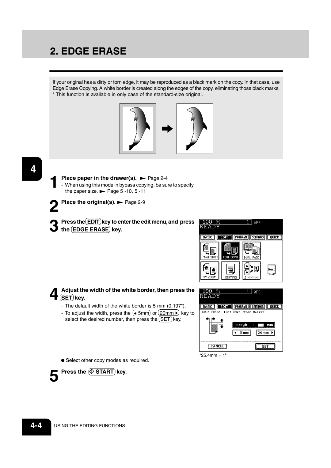 Sharp AR-651, AR-810 operation manual Edge Erase, Press the Start key 