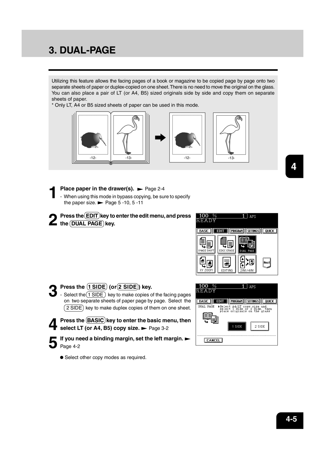 Sharp AR-810, AR-651 operation manual Dual-Page, Select the 1 Side 