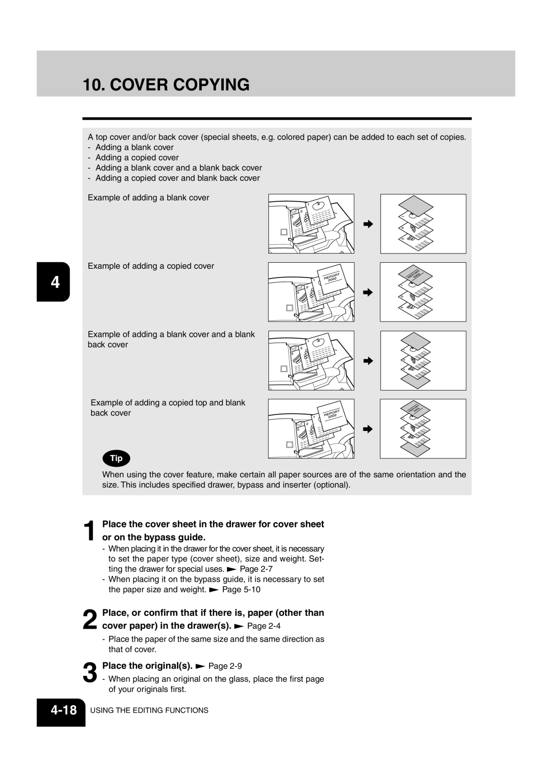 Sharp AR-651, AR-810 operation manual Cover Copying, Place the originals 