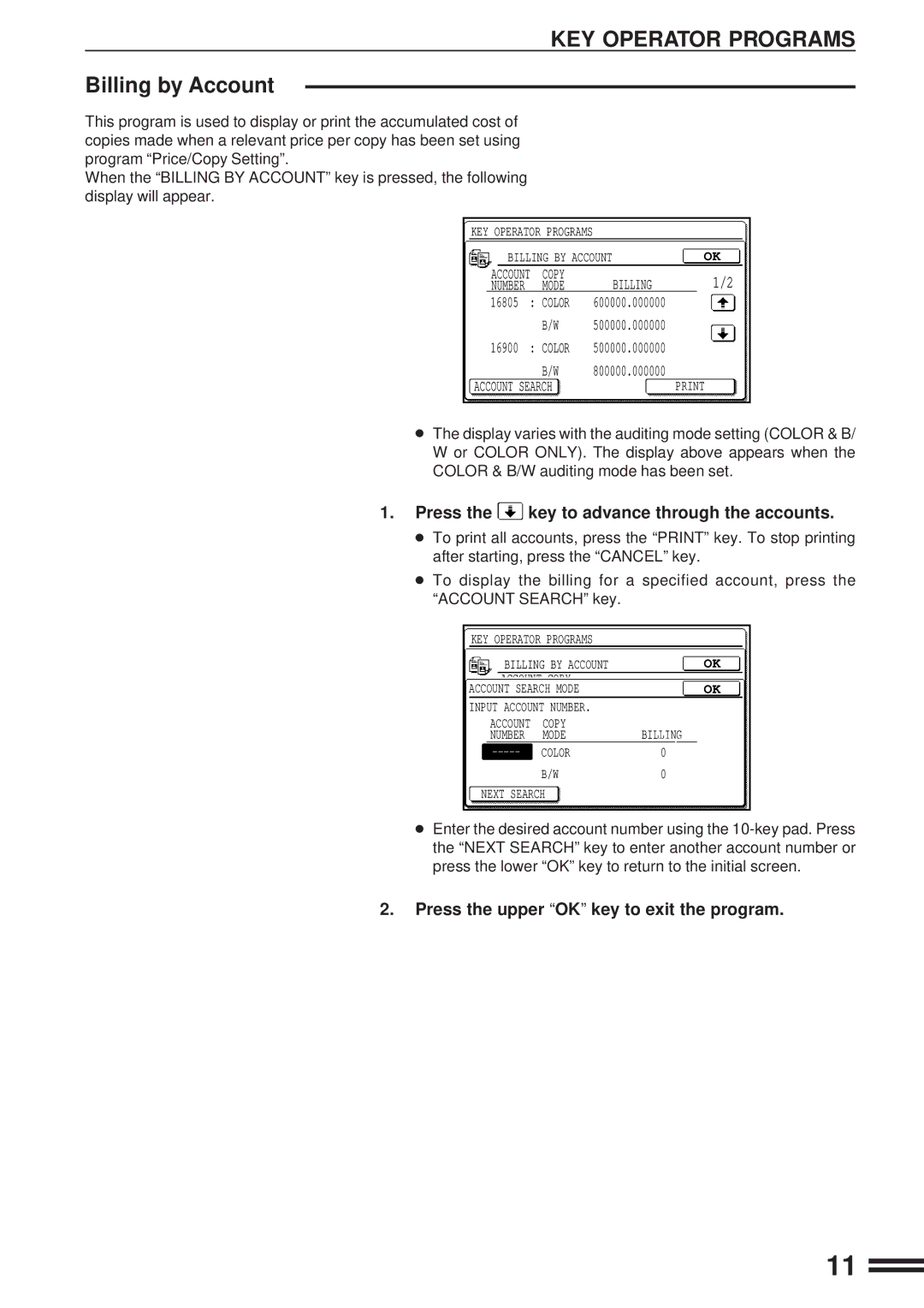 Sharp AR-C160 manual Billing by Account 