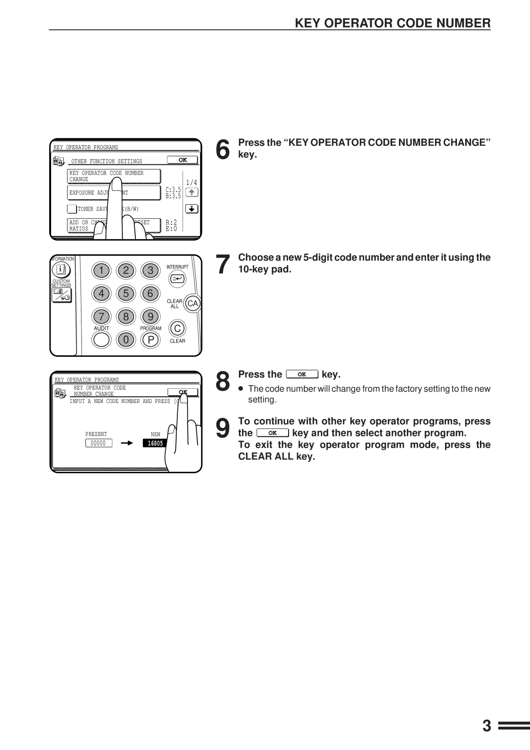 Sharp AR-C160 manual KEY Operator Code Number 