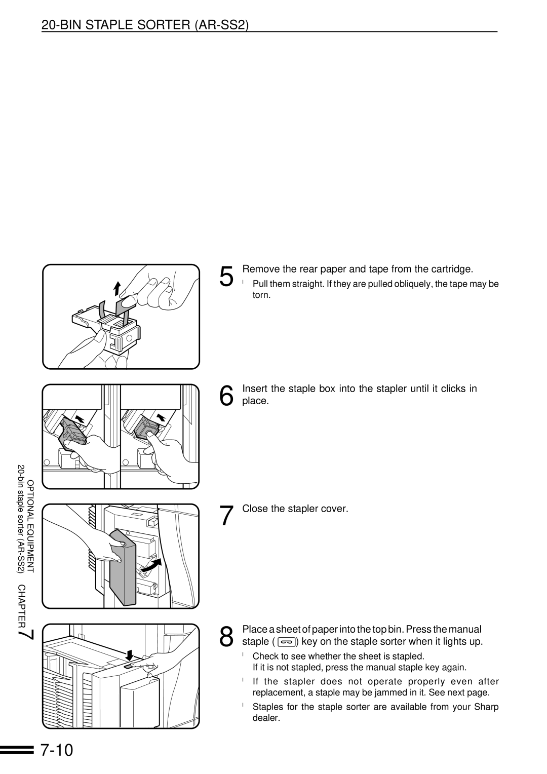 Sharp AR-C160 operation manual Remove the rear paper and tape from the cartridge 