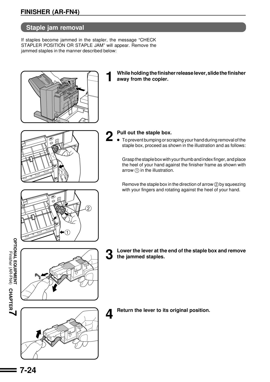 Sharp AR-C160 operation manual Staple jam removal 